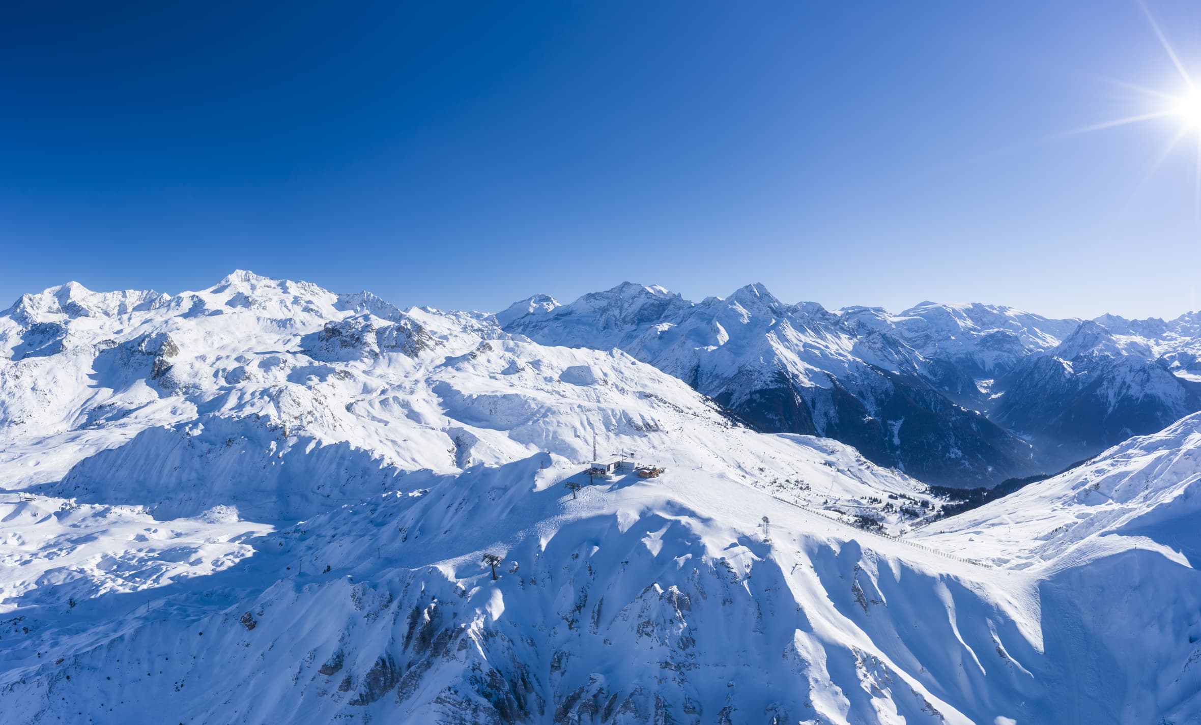 Paradiski ski area Mountains with snow on a France ski holiday